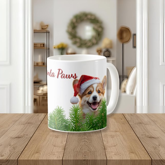 Taza De Café Personalized Classic Mug – Santa Paws Corgi Design (Subido por el creador)