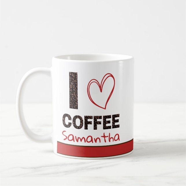 Taza De Café Personalized Coffee Lover Custom Name Design (Izquierda)