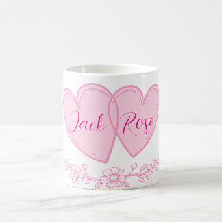 Taza De Café Personalized Couple Hearts Romantic Floral Name 