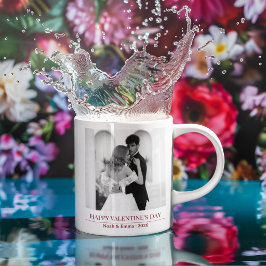 Taza De Café Personalized Couple Names & Year - Elegant Photo 