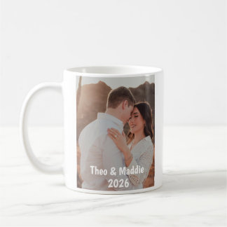 Taza De Café Personalized Couple Photo Mug with Names & Year