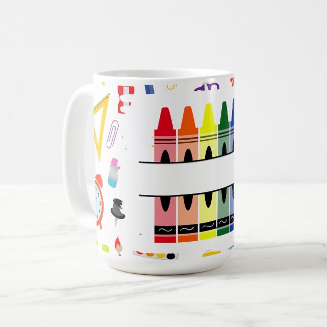 Taza De Café Personalized Crayon Back To School (Anverso izquierdo)