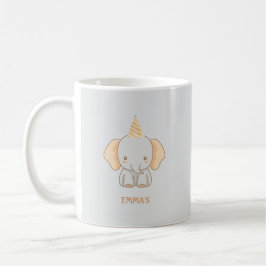 Taza De Café Personalized Cute Elephant Kids Name