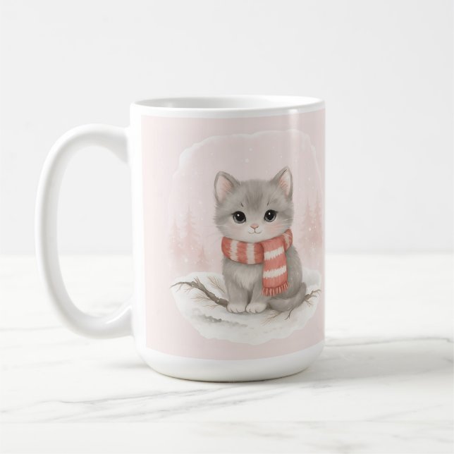 Taza De Café Personalized Cute Kitten Winter Mug (Izquierda)
