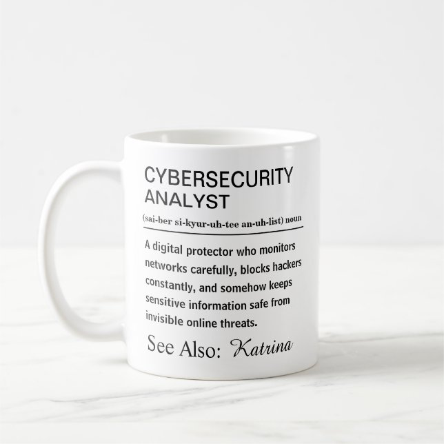 Taza De Café Personalized Cybersecurity Analyst Definition (Izquierda)