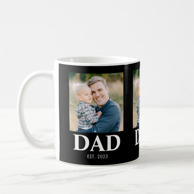 Taza De Café Personalized Dad Established Photo Fathers Day (Izquierda)
