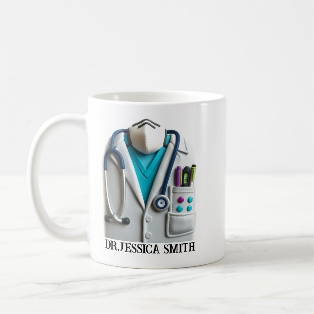 Taza De Café Personalized Doctor | Custom Name for Doctor Day (Izquierda)