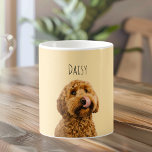 Taza De Café Personalized Dog Photo | Custom Pet Name Yellow<br><div class="desc">Start every day with your favorite pup by your side. This personalized dog photo mug features your dog’s photo and name on a soft neutral beige background, creating a clean, modern, and timeless look that fits beautifully into any home or office. Designed for dog lovers who appreciate minimal aesthetics, this...</div>