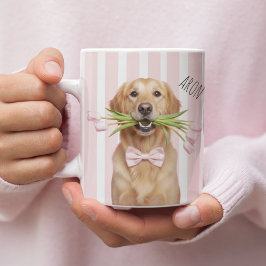 Taza De Café Personalized Dog Photo Mug with Flowers 