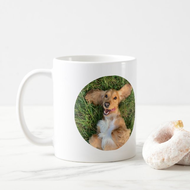 Taza De Café Personalized Dog Photo with Text | Custom Gift (Con donut)