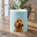 Taza De Café Personalized Dog with Name | Custom Pet Photo<br><div class="desc">Start your day with a smile and your favorite furry friend ☕🐶 This personalized dog mug features your pet’s photo on a soft pastel background, finished with their name for a clean, modern look. Perfect for coffee, tea, or cocoa, this custom pet mug makes a thoughtful gift for dog moms,...</div>