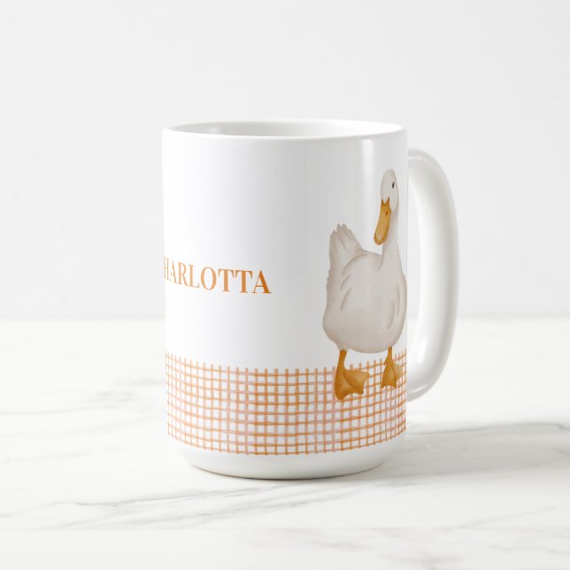 Taza De Café Personalized Duck – Cute Farm Animal Design  (Anverso derecho)