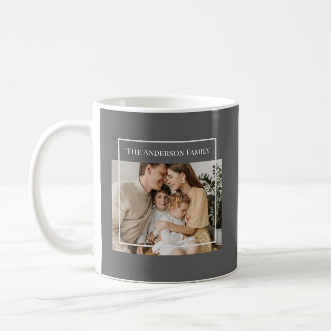 Taza De Café Personalized Family Photo | Custom Family Name  (Izquierda)