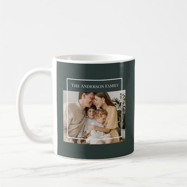 Taza De Café Personalized Family Photo | Custom Family Name  (Izquierda)
