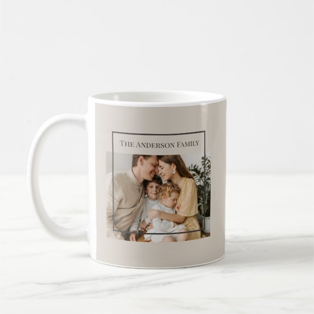 Taza De Café Personalized Family Photo | Custom Family Name  (Izquierda)