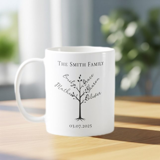 Taza De Café Personalized Family Tree Mug | Custom Name Tree  (Subido por el creador)