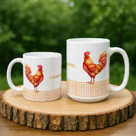 Taza De Café Personalized Farmhouse Rooster Name Mug