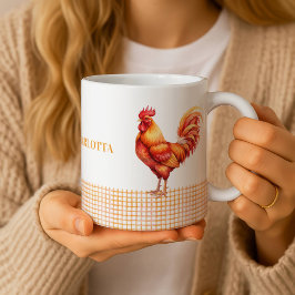 Taza De Café Personalized Farmhouse Rooster Name Mug
