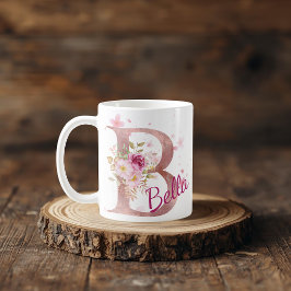 Taza De Café Personalized Floral Initial Mug – Letter B