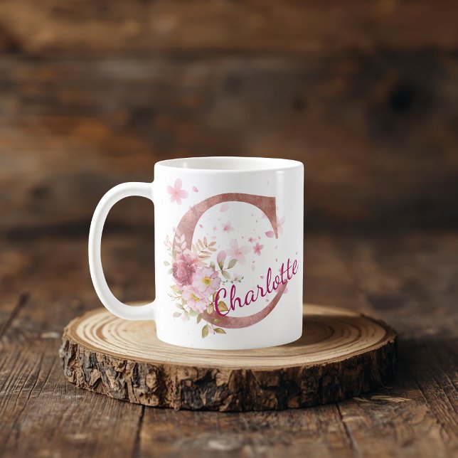 Taza De Café Personalized Floral Initial Mug – Letter C (Subido por el creador)