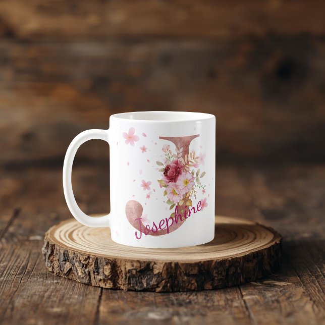 Taza De Café Personalized Floral Initial Mug – Letter J (Subido por el creador)
