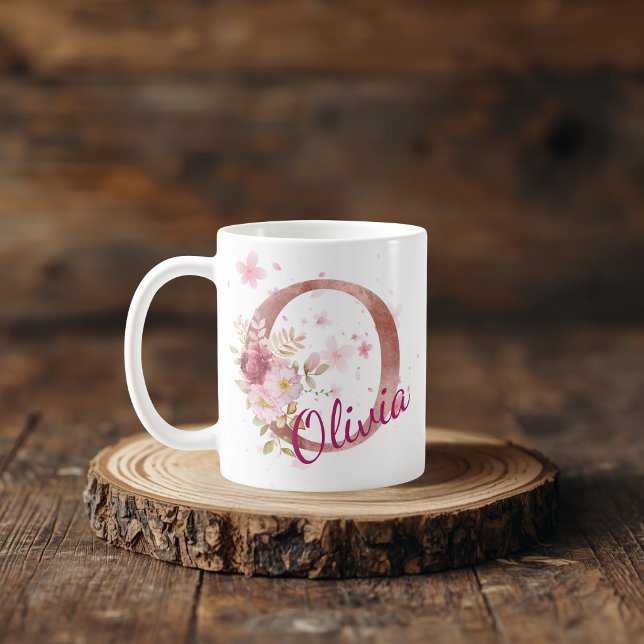 Taza De Café Personalized Floral Initial Mug – Letter O (Subido por el creador)