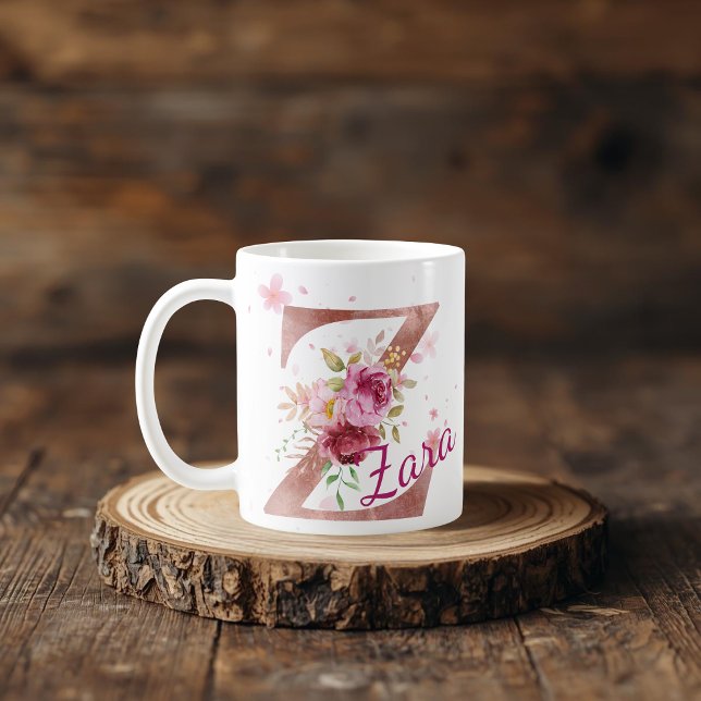 Taza De Café Personalized Floral Initial Mug – Letter Z (Subido por el creador)