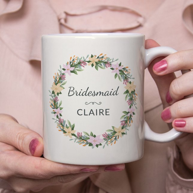Taza De Café Personalized Floral Maid of Honor Mug (Subido por el creador)