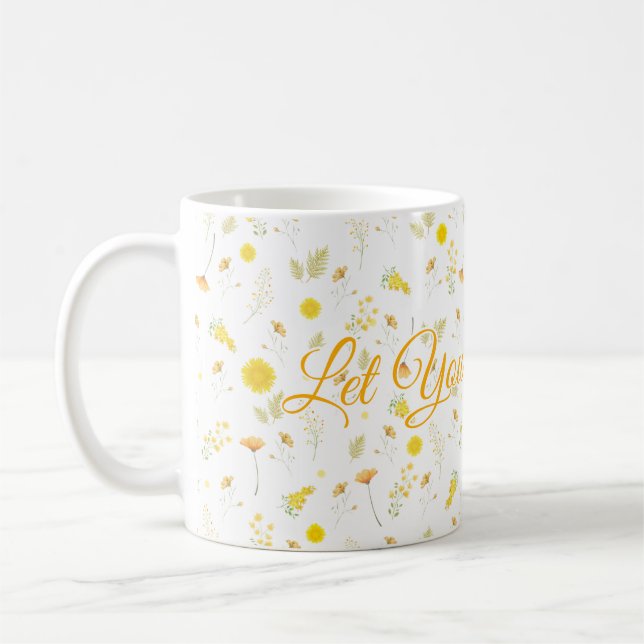Taza De Café Personalized Floral Mug with Custom Name or Text (Izquierda)