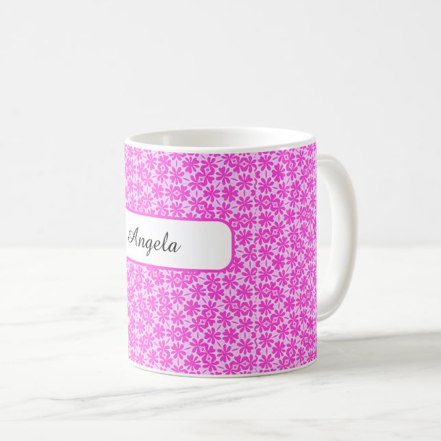 Taza De Café Personalized Fuchsia Flowers (Anverso derecho)