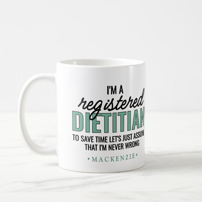 Taza De Café Personalized Funny RD Dietitian Gifts (Izquierda)