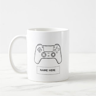 Taza De Café Personalized Gamer Controller Minimalist Sketch 