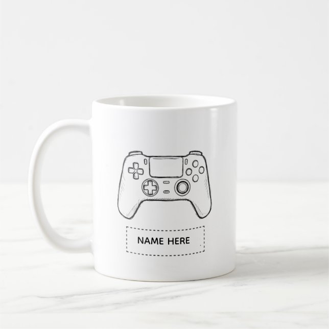 Taza De Café Personalized Gamer Controller Minimalist Sketch  (Izquierda)