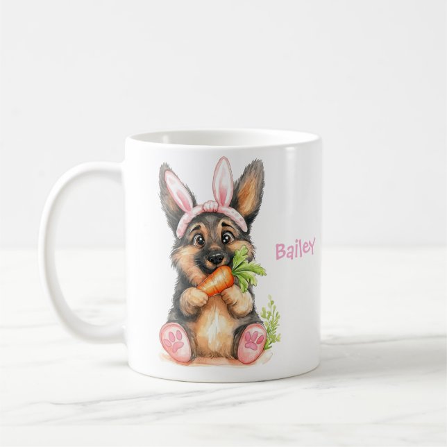 Taza De Café Personalized German Shepherd Puppy Easter (Izquierda)