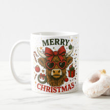 Personalized Girly Highland Christmas