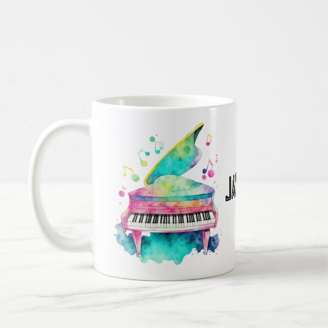 Taza De Café Personalized Grand Piano Mug – Custom Name  (Izquierda)