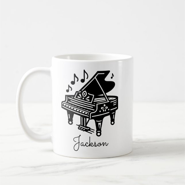 Taza De Café Personalized Grand Piano Mug – Custom Name  (Izquierda)