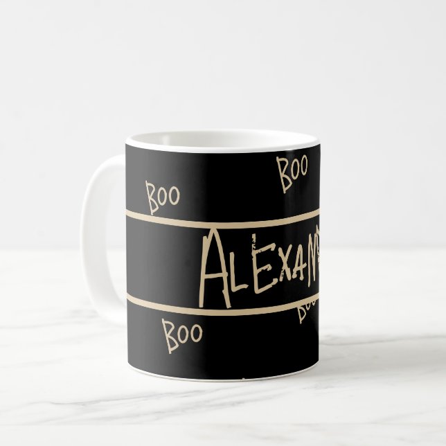 Taza De Café Personalized Halloween boo black and gold (Anverso izquierdo)