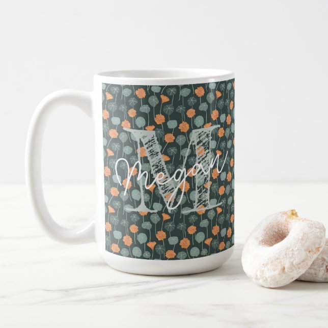 Taza De Café Personalized Hand-Drawn Floral Mug (Con donut)