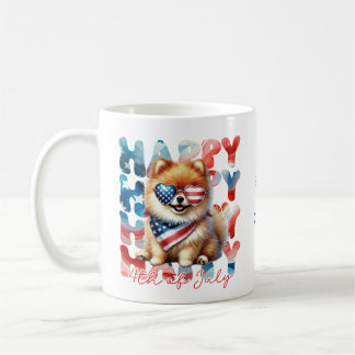 Taza De Café Personalized Happy 4th of July Pomeranian 