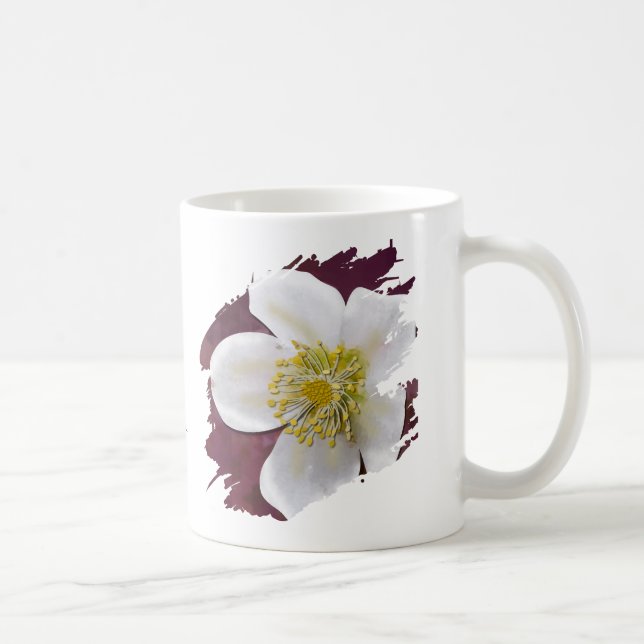 Taza De Café Personalized High-Poly Winter Rose Brushstroke (Derecha)