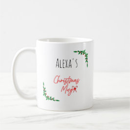 Taza De Café Personalized Holly Berry Candy Cane Name Christmas