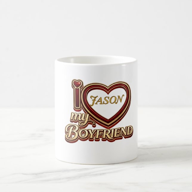 Taza De Café Personalized I Love My Boyfriend Custom Name (Centro)