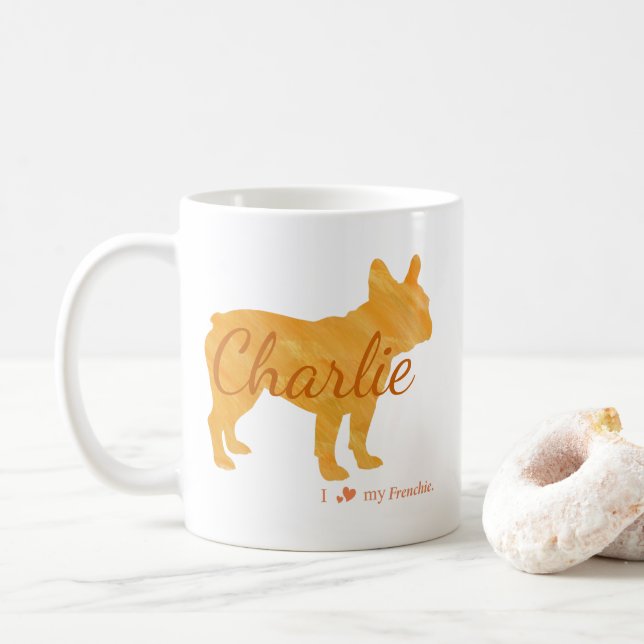 Taza De Café Personalized I Love My Frenchie French Bulldog (Con donut)