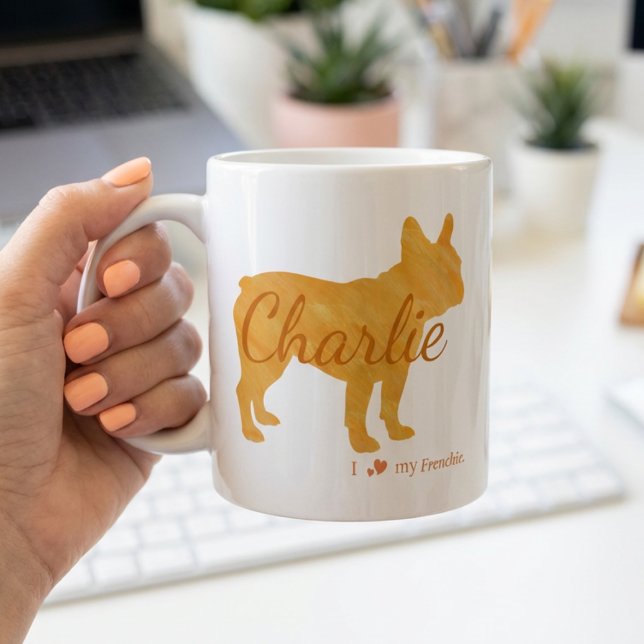 Taza De Café Personalized I Love My Frenchie French Bulldog (Subido por el creador)