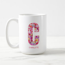 Taza De Café Personalized Initial | Floral Letter C Monogram 