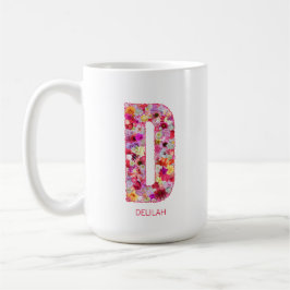 Taza De Café Personalized Initial | Floral Letter D Monogram 