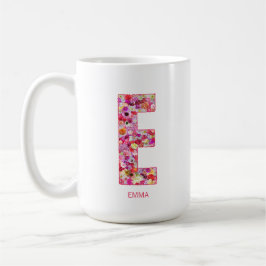 Taza De Café Personalized Initial | Floral Letter E Monogram 
