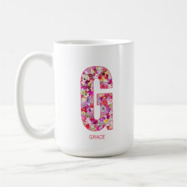Taza De Café Personalized Initial | Floral Letter G Monogram 