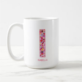 Taza De Café Personalized Initial | Floral Letter I Monogram 